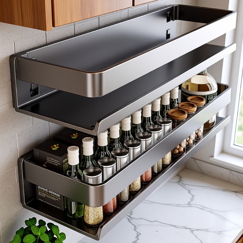 厨房置物架调料架多功能调味料盒罐墙上壁挂式不锈钢收纳架子转角