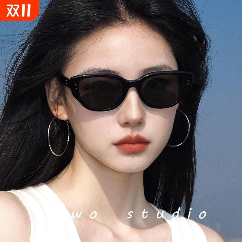 韩系网红墨镜女款高级感2025新款防晒防紫外线猫眼辣妹眼镜太阳镜