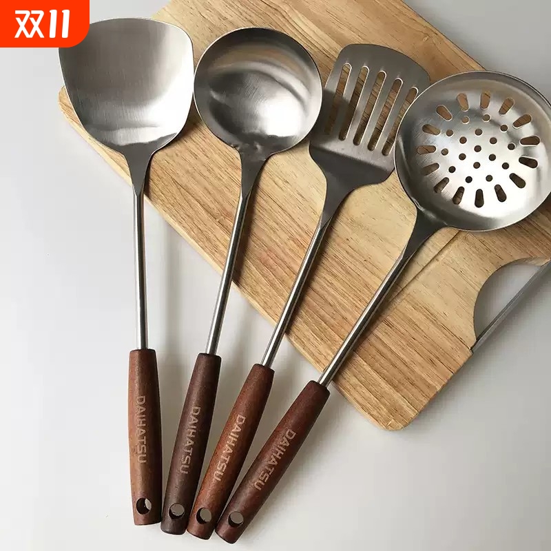 XMAN+出口日本不锈钢铲子套装锅铲汤勺漏铲漏勺笊篱锅勺 外贸尾货
