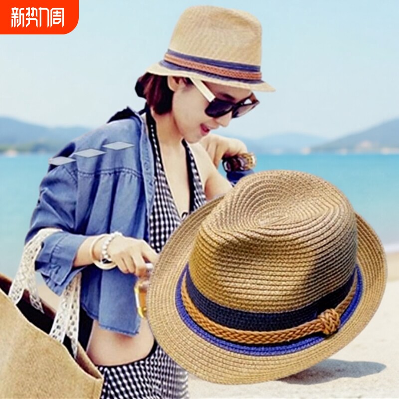 沙滩帽子女夏季韩版学生时尚休闲百搭海边遮阳防晒太阳帽亲子草帽