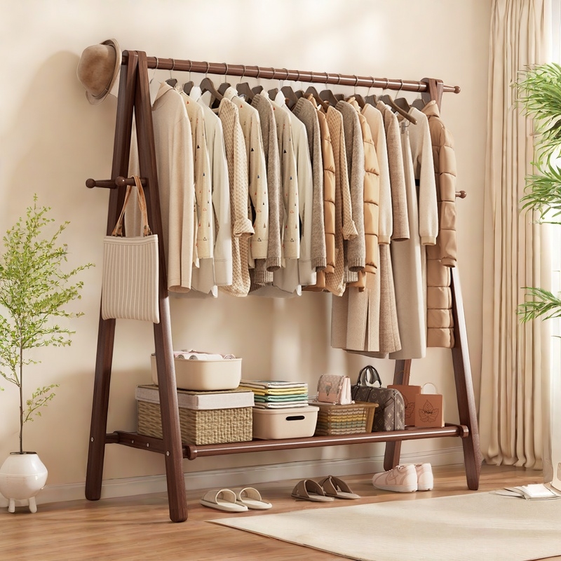 【限时折扣】实木挂衣架落地卧室