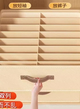 双列衣柜衣服收纳箱分层神器分格放衣物整理盒家用布艺裤子收纳盒