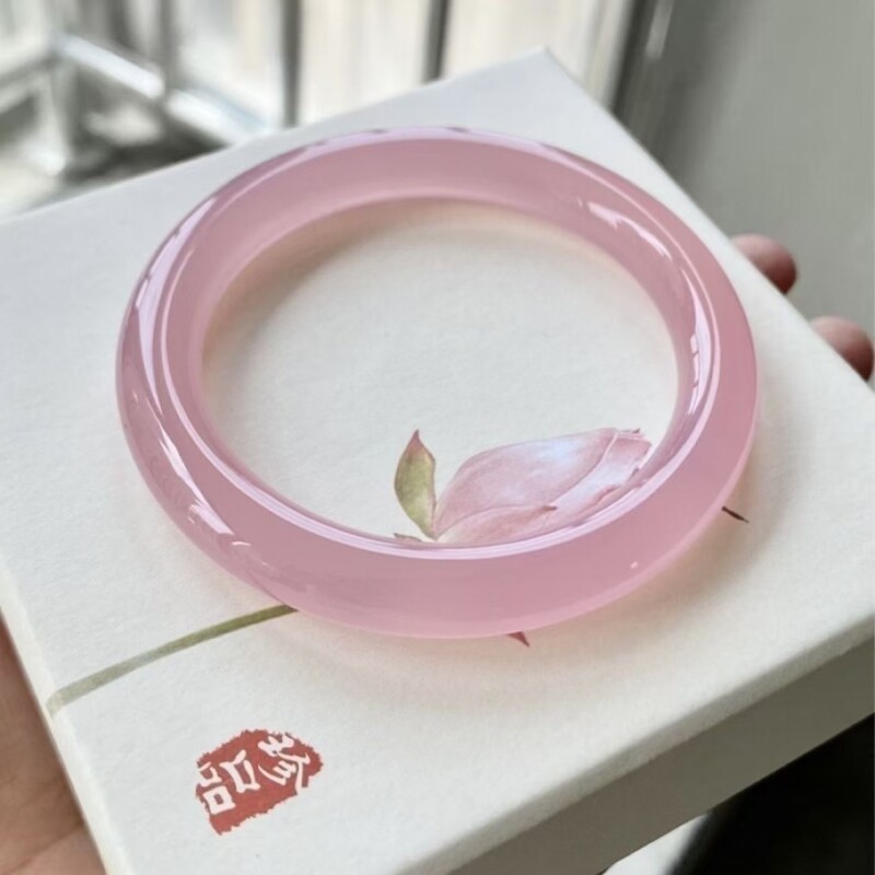 白月光手镯高冰种荔枝冻仙女粉玉镯子高级感新中式镯子礼物送礼盒