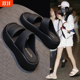 女夏时尚 凉鞋 夏季 高级感外穿踩屎感女款 防滑凉拖 2025新款 厚底拖鞋
