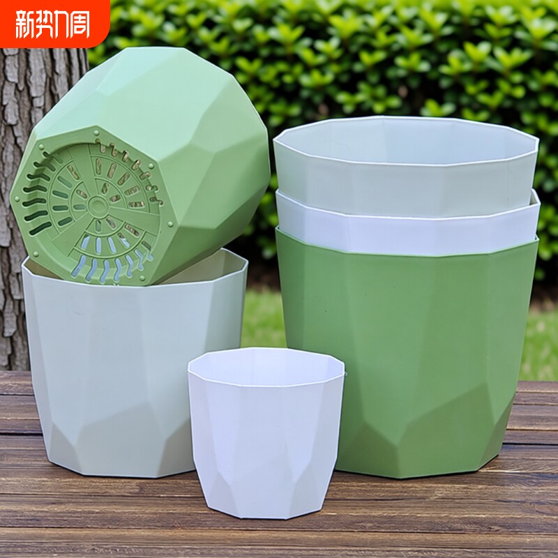 北欧轻奢花盆加厚仿陶瓷家用控根多肉绿植盆栽桌面新款防晒树脂盆