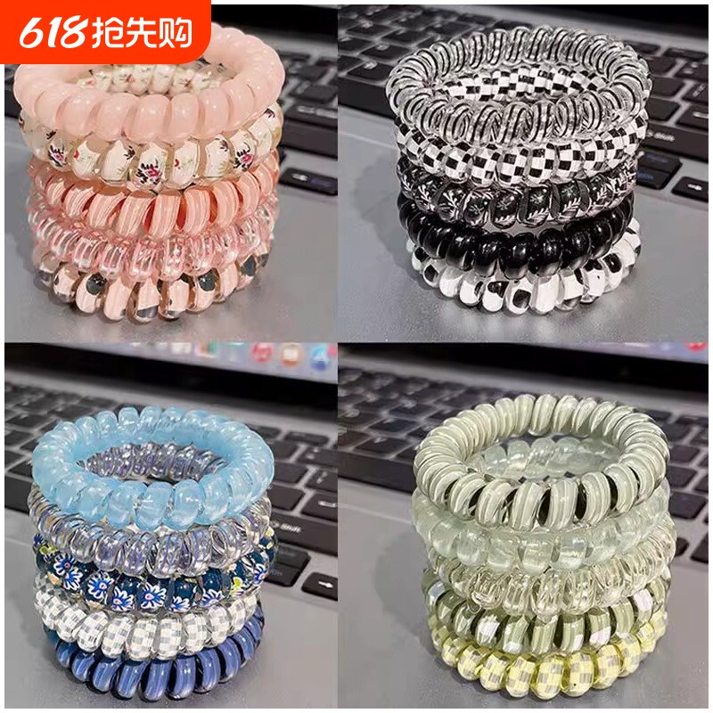 彩色时尚电话线发圈简约女高弹力耐用绑头发皮筋头绳扎头发绳轻奢