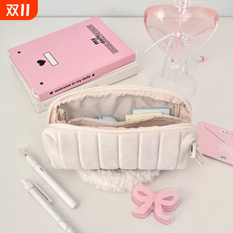 用心造物原创云朵面包小众柔软抗摔夹层收纳大容量笔袋日系文具袋