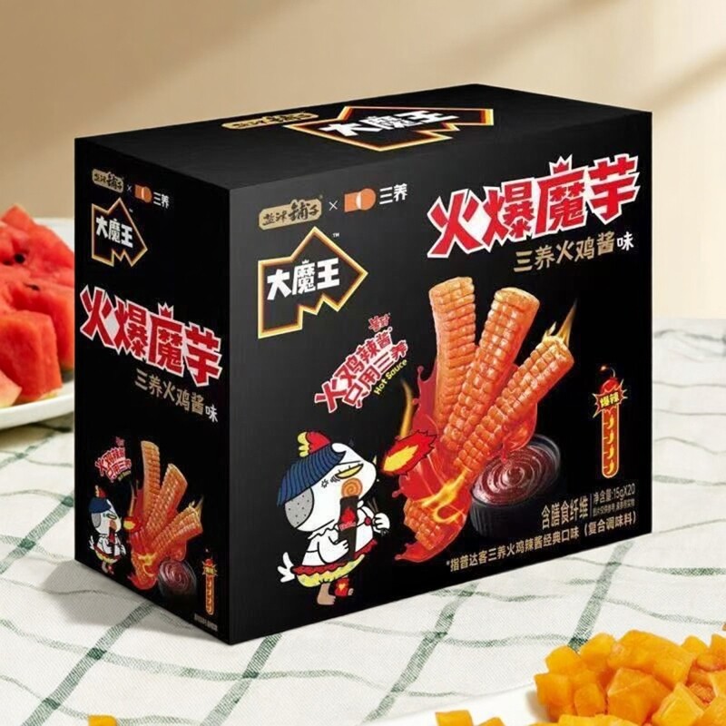 盐津铺子大魔王火爆魔芋15g三养火鸡面酱味爆辣魔芋爽休闲零食