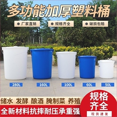 加厚大号塑料水桶带盖食品级储水圆桶家用米桶发酵大桶白装水洗车