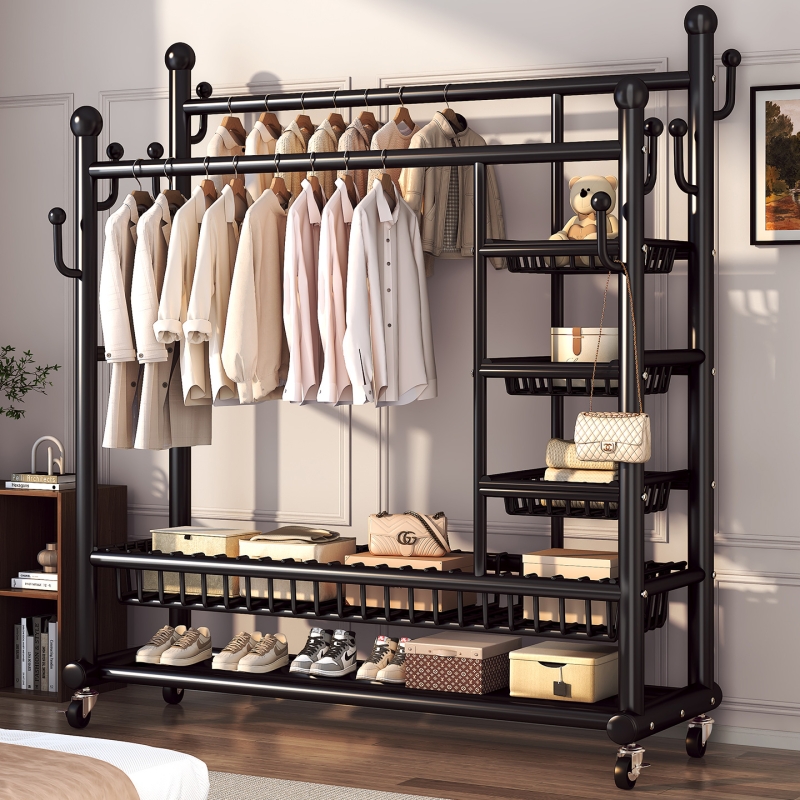 一架顶一柜！铁艺大容量衣帽架