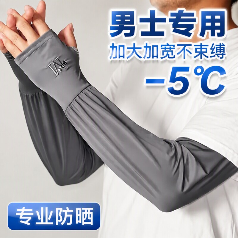 夏季冰丝防晒加长款半指手套图片