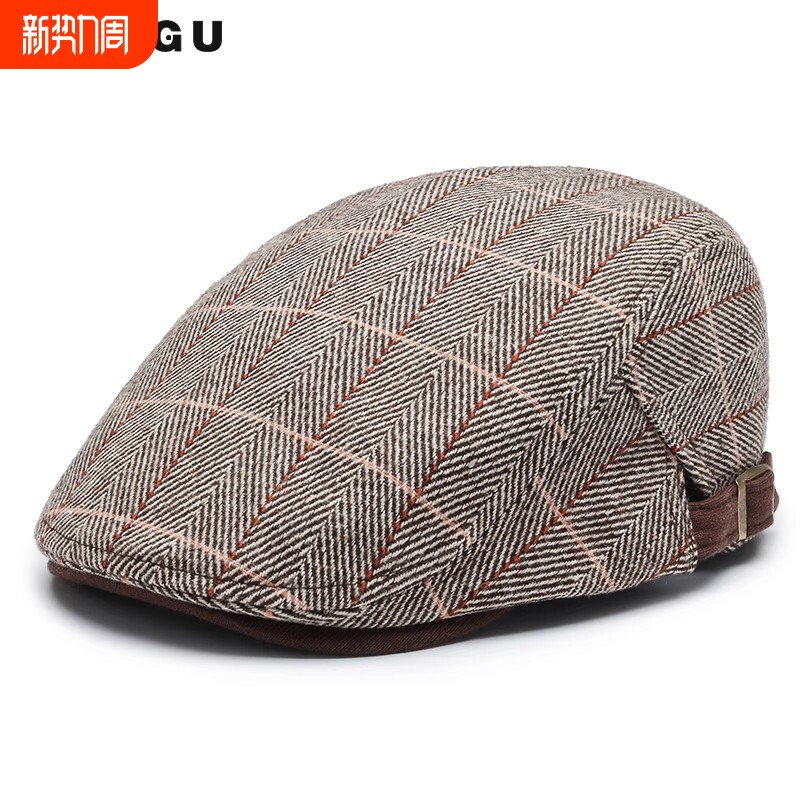 帽子男春秋老人鸭舌帽中老年人男士贝雷帽秋冬爸爸爷爷老头前进帽