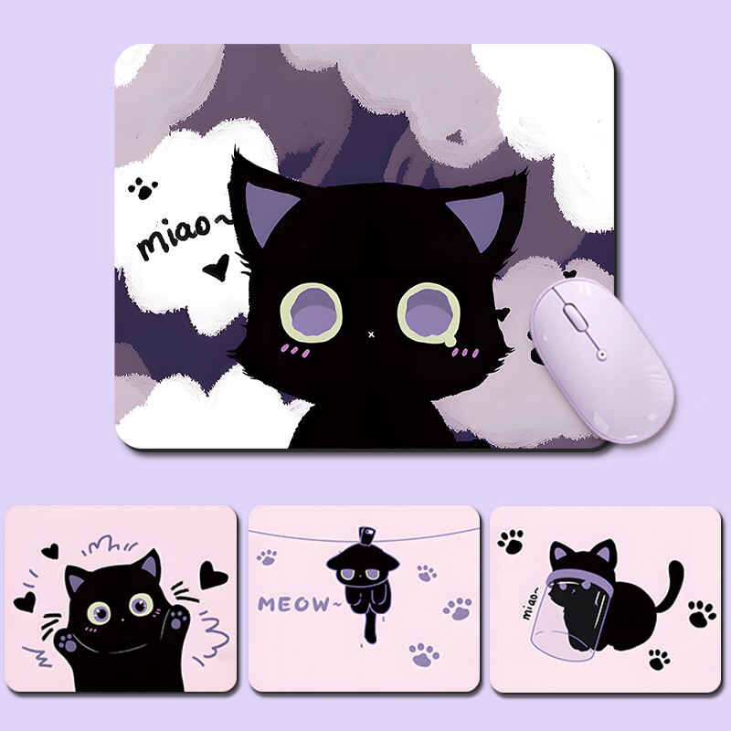 个性卡通黑猫鼠标垫键盘手托桌面垫小号护腕高颜值加厚电脑书桌垫