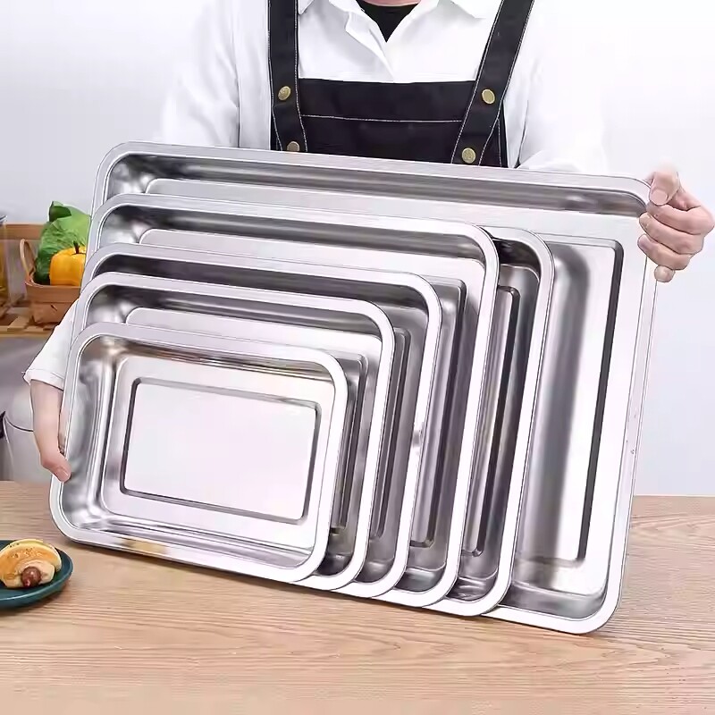不锈钢餐盘方盘不锈钢盘子长方形烧烤盘家用商用餐盘菜盘托盘图片