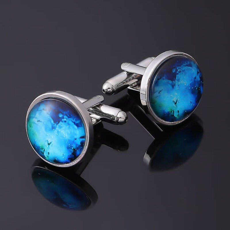 欧美新品法式衬衫彩色鲍鱼贝壳石头袖扣男士方形西装袖钉女