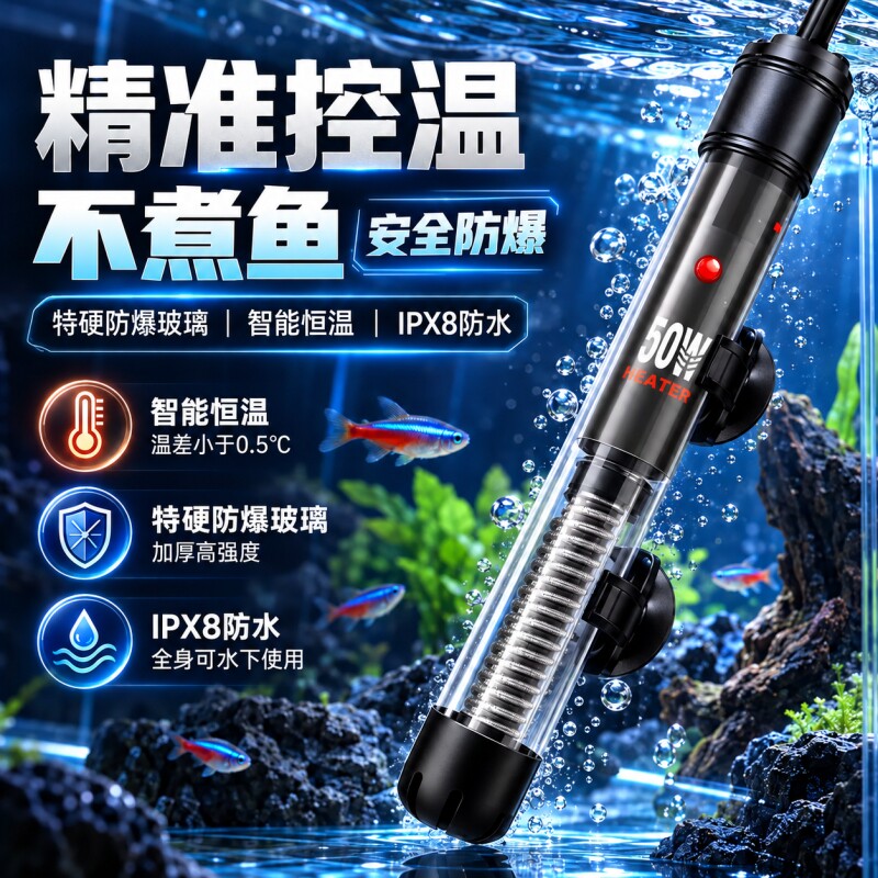 加热棒鱼缸自动恒温加温棒加温器乌龟温度计加热器小型不锈钢防爆