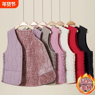 妈妈冬装新款马甲背心加绒保暖