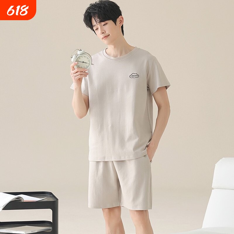 睡衣男士2026新款纯棉休闲薄款短袖短裤青年夏季简约家居服套装夏