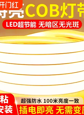 led灯带220v户外防水超亮自粘线形灯家用客厅吊顶氛围灯cob软灯条