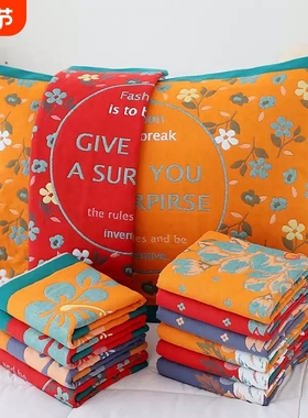 纯棉纱布枕巾一对装家用透气情侣枕头巾四季灰色红色等家纺橙色