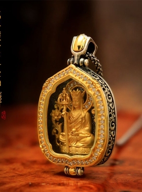 禅意系列地藏王菩萨精工制作嘎乌盒吊坠项链复古做旧小众
