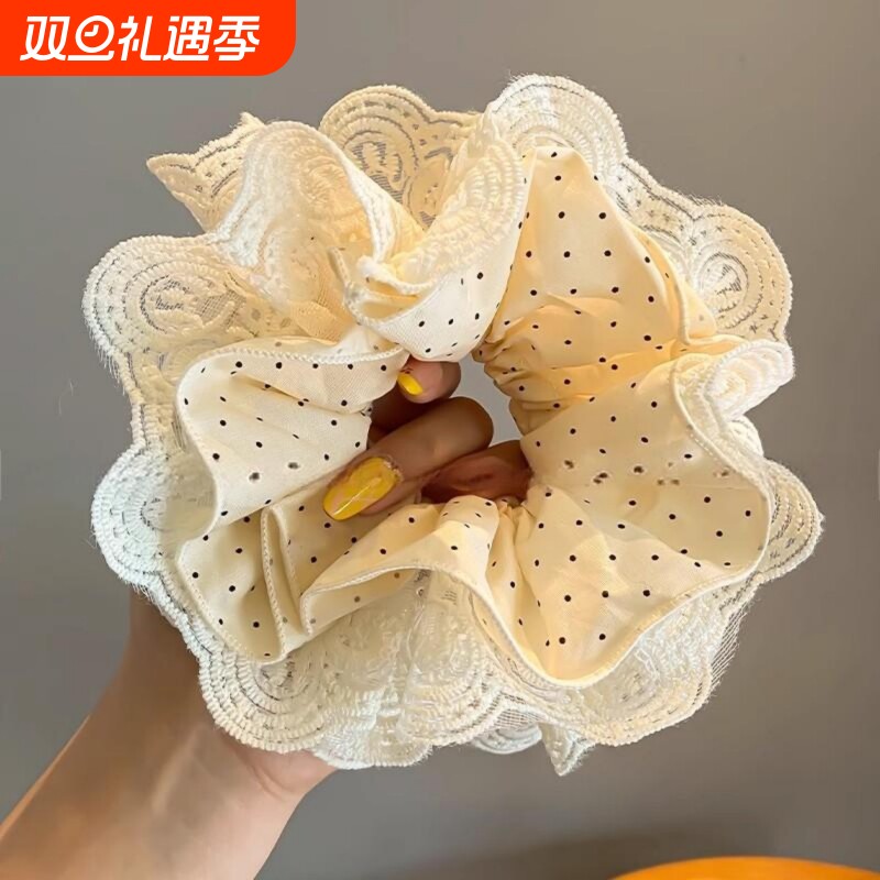 波点高级感蕾丝头花发圈大肠女2025新款日韩公主头饰马尾发绳