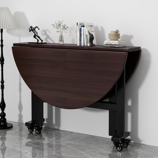 折叠餐桌家用可折叠桌面多功能大圆桌客厅圆形吃饭桌子可移动圆桌