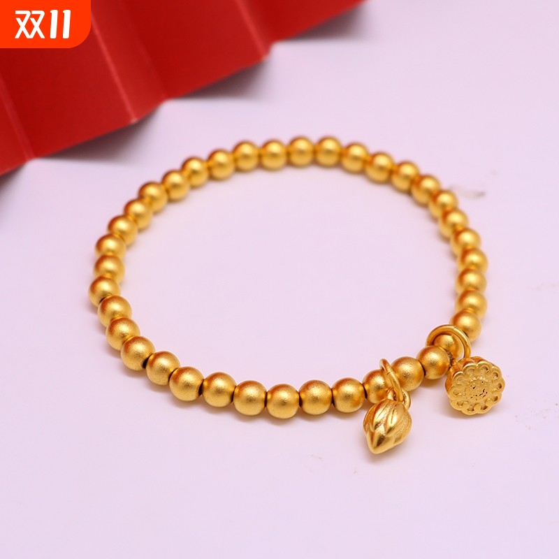 越南沙金手链女士两世欢莲蓬链子黄金色古法手串不掉色轻奢转运珠