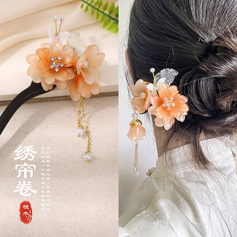 圣所发簪檀木流苏盘发天然
