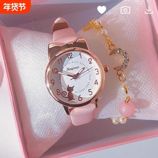 儿童手表女孩小学生初中防水女童只看时间考试专用石英电子表夜光