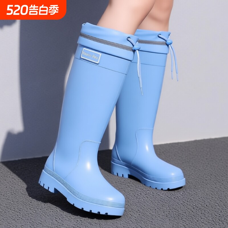 特高筒雨鞋女款水鞋时尚外穿防水加绒保暖成人雨林徒步防滑胶雨靴