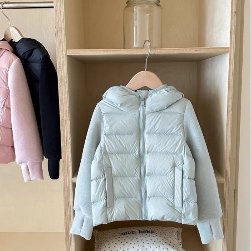 新国标儿童冬季90白鸭绒轻薄羽绒服宝宝女童毛绒外套蓝色黑色粉色