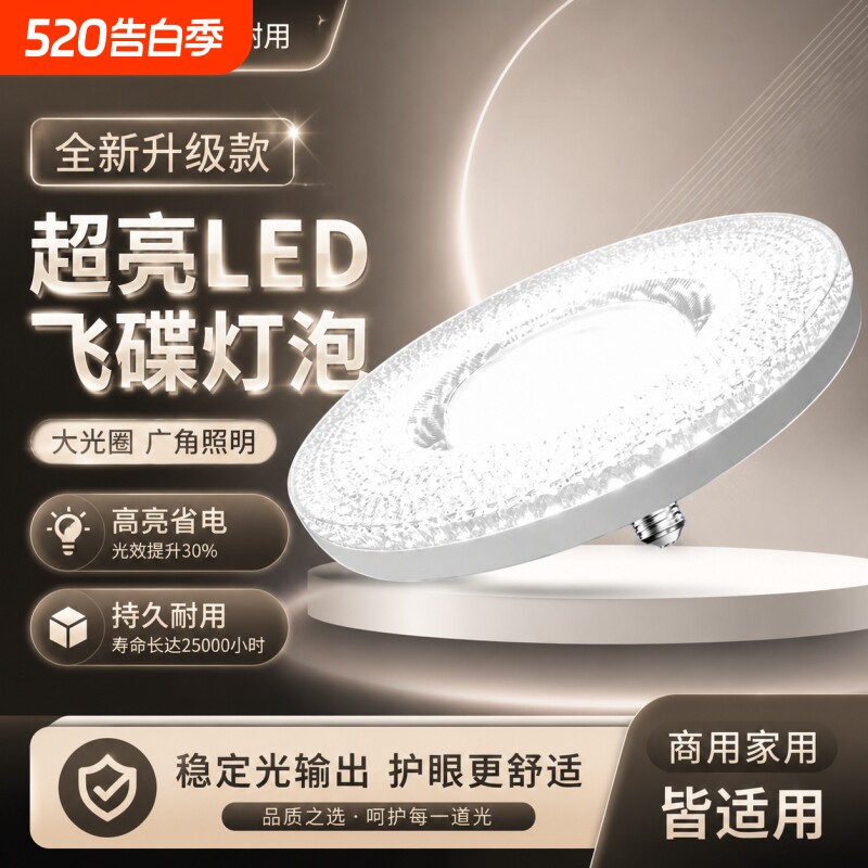led水晶飞碟灯超亮护眼省电家用客厅卧室厨房大螺口E27照明灯珠