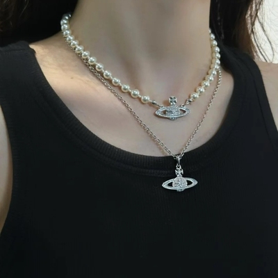 西太后珍珠别针项链韦雪同款轻奢小众高级感锁骨链不掉色颈链INS