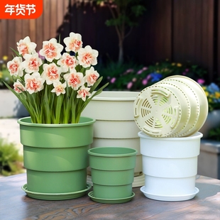 控根花盆塑料加厚大号月季绿萝盆栽加仑镂空360°透气青山花盆