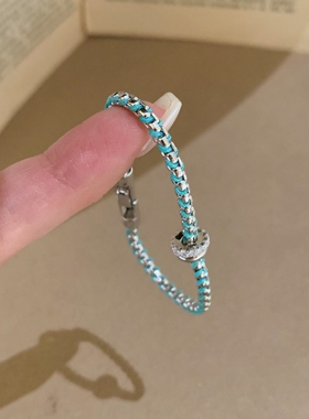 蓝色葡萄藤圈圈手链女轻奢小众设计重工闪钻跑环手环手饰精巧百搭