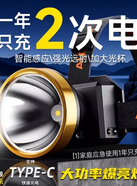 对标公牛超长续航头戴式强光头灯2026新款超亮照明灯钓鱼户外专用