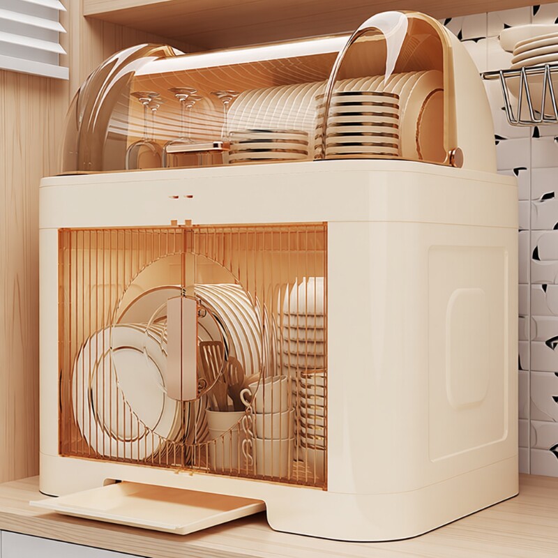 厨房碗架碗筷收纳盒家用带盖放餐具装碗箱碟盘沥水置物架塑料碗柜