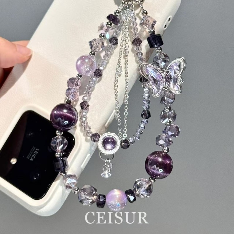 【紫蝶翩梦】轻奢紫色蝴蝶DIY串珠手机链重工高端小众挂件钥匙扣,饰品/流行首饰/时尚饰品新,其他DIY饰品配件,淘宝优惠券,粉丝福利购,淘宝优惠卷