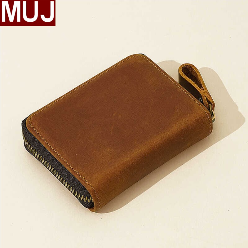 日本无印MUJ复古优质皮革卡包男士大容量多卡位证件收纳包防盗刷