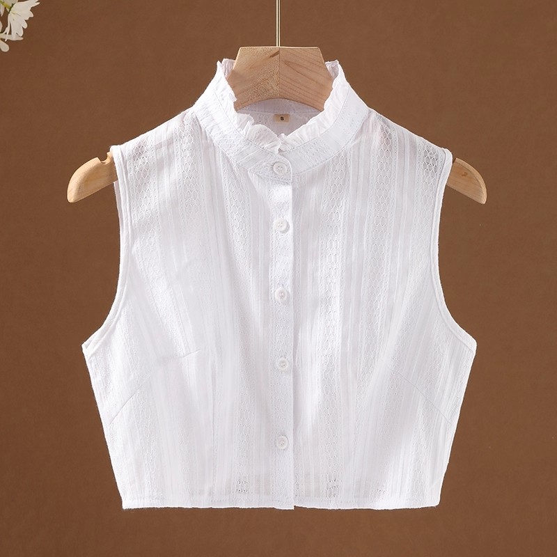 韩版秋冬立领假领子女百搭假领荷叶边木耳边衬衫假衣领白色黑色