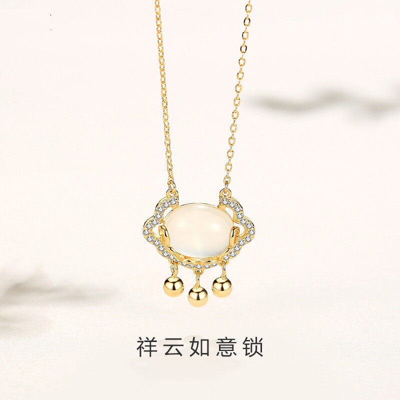 新中式925银项链祥云平安锁 项链 送闺蜜送女友送妈妈生日礼物