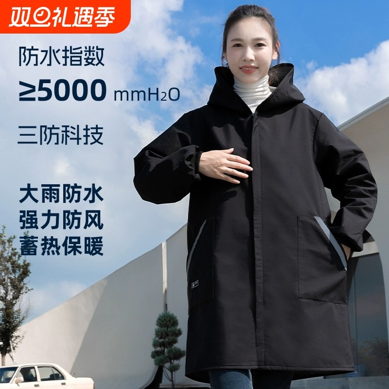 秋冬保暖加绒罩衣防污耐脏厨房家用做饭上班外穿外套防水防油围裙