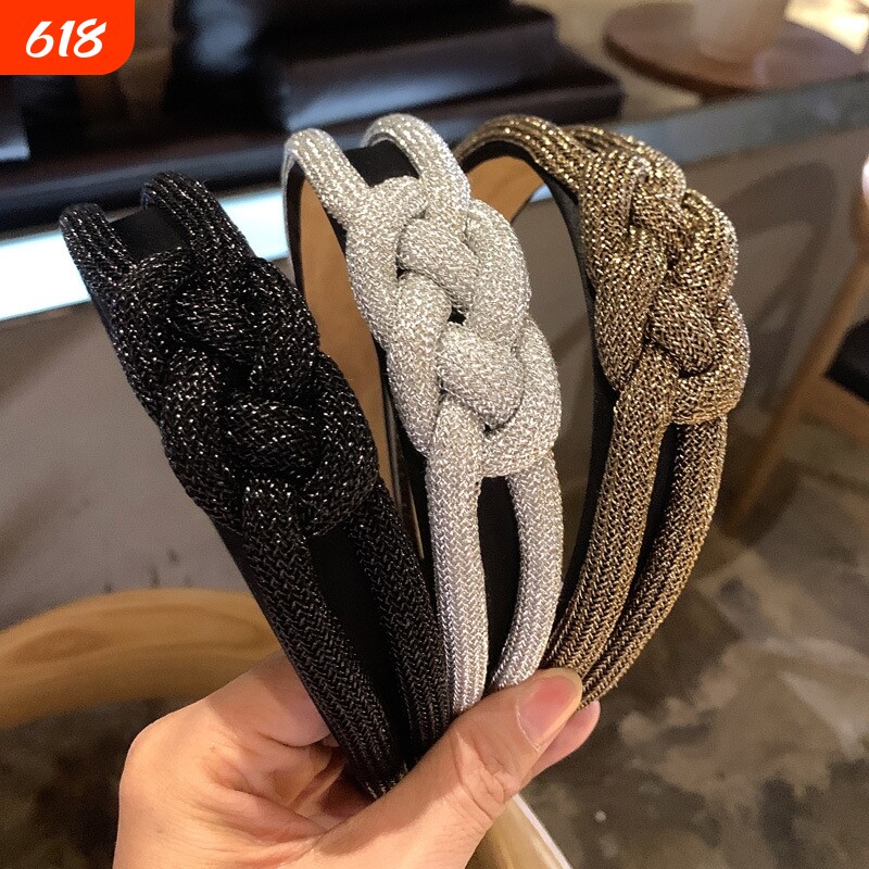 韩系发饰金丝绳麻花辨子发箍女简约宽边发带高级感蝴蝶结头箍发饰