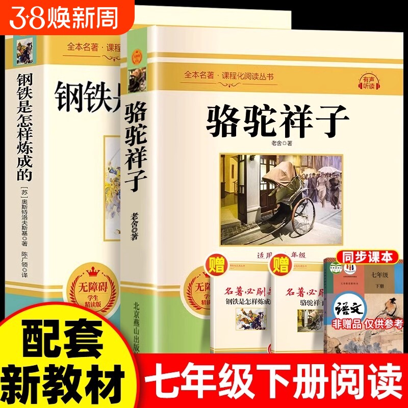 骆驼祥子和钢铁是怎样练成的海底两万里七年级下册阅读书拾原著正版人