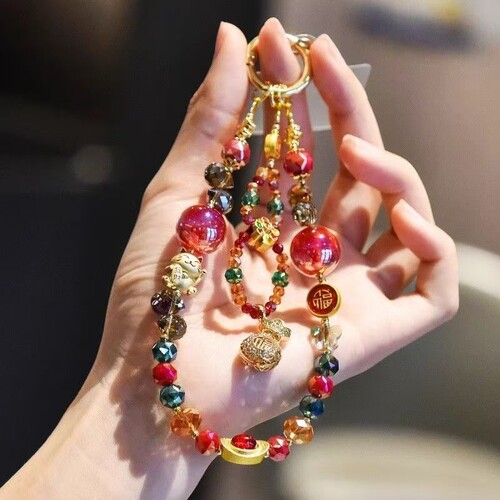 原创福袋招财猫手机挂链合金元宝手机挂绳手腕绳手提链包挂饰挂件