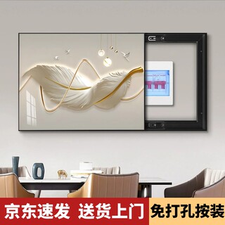 电表箱装饰画免打孔现代简约轻奢配电箱推拉式遮挡画多媒体箱挂画