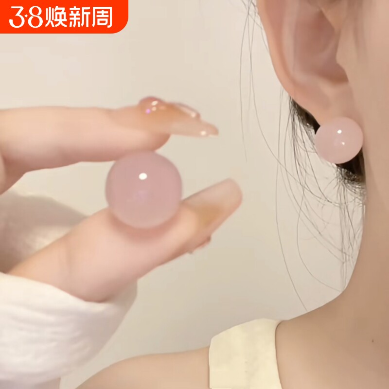 多巴胺果冻色圆珠耳夹夸张精致高级感百搭甜美简约气质无耳洞耳饰