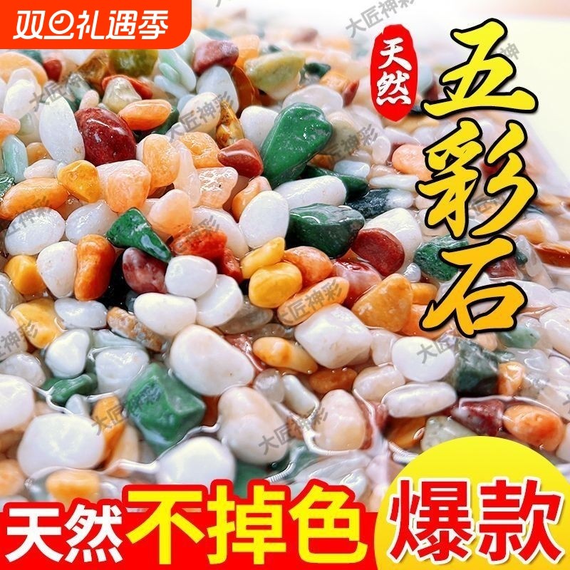 天然雨花石彩石鱼缸造景底部砂石头装饰摆件水培盆栽铺面专用石