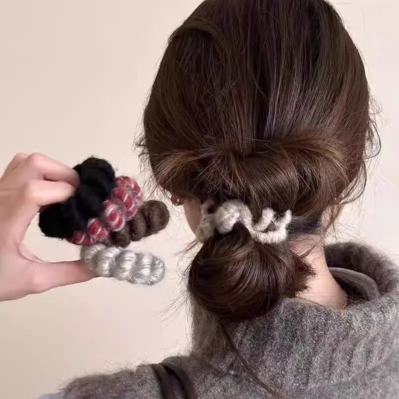韩版毛绒电话线发圈女秋冬扎马尾头绳高弹力橡皮筋丸子头发绳发饰